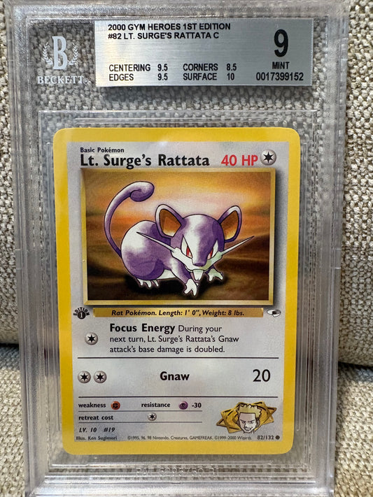 2000 Pokemon Gym Heros 1st Edition, LT. SURGE'S RATTATA #82