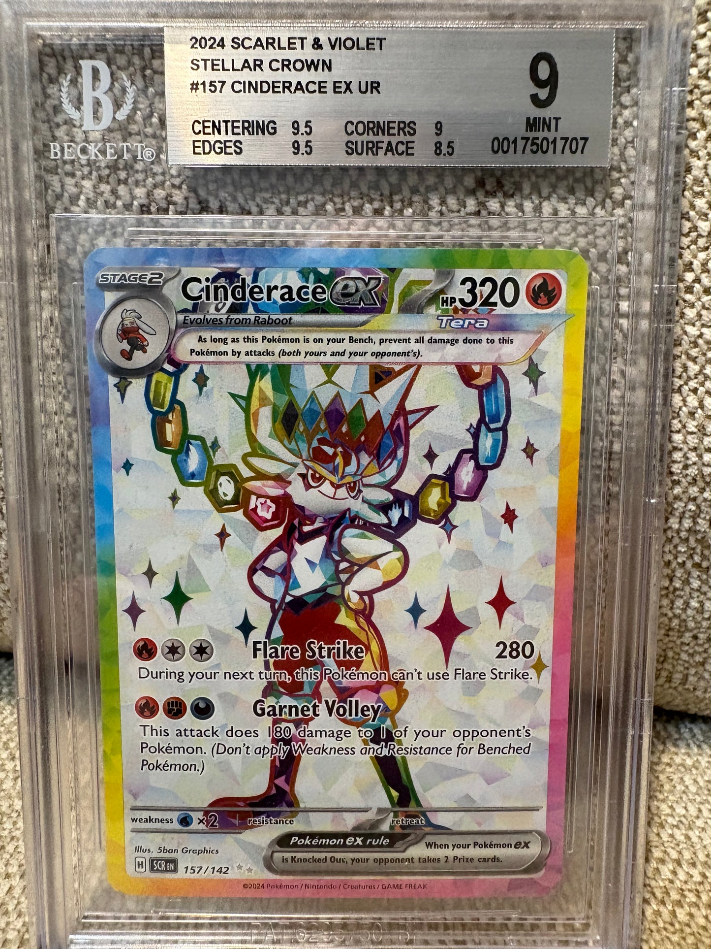 2024 Pokemon Scarlet & Violet Stellar Crown CINDERACE EX #157