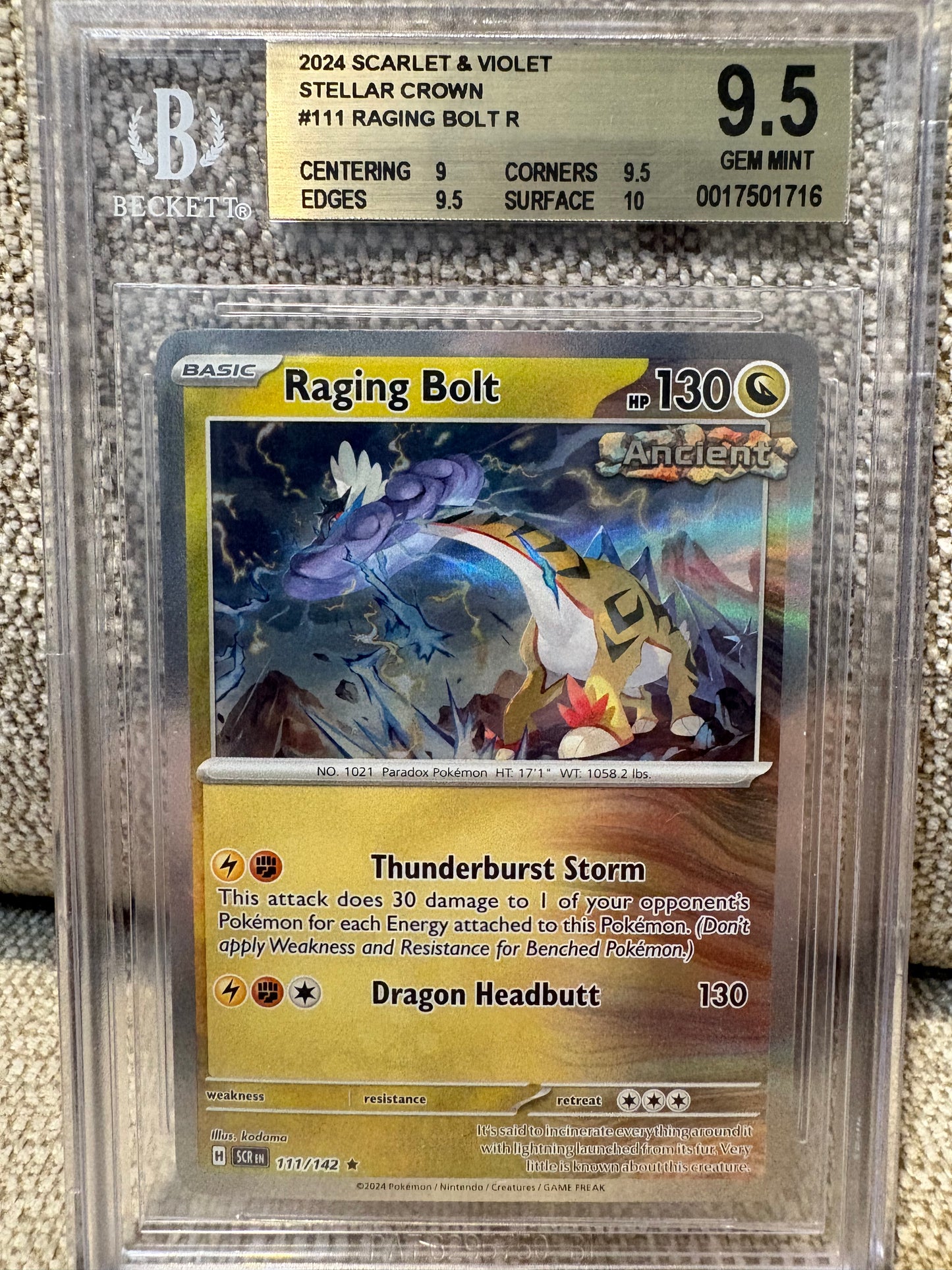 2024 Pokemon Scarlet & Violet Stellar Crown RAGING BOLT #111