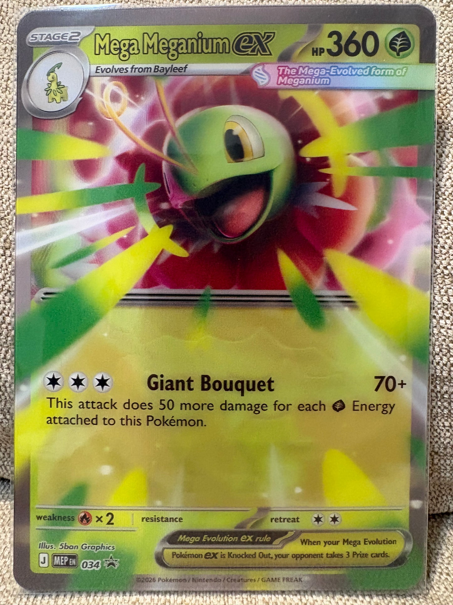 2026 Pokemon Ascended Heros MEGA MEGANIUM EX #34 JUMBO HOLOGRAM