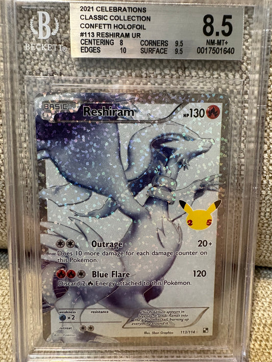 2021 Pokemon Classic Collection RESHIRAM #113 CONFETTI HOLOFOIL
