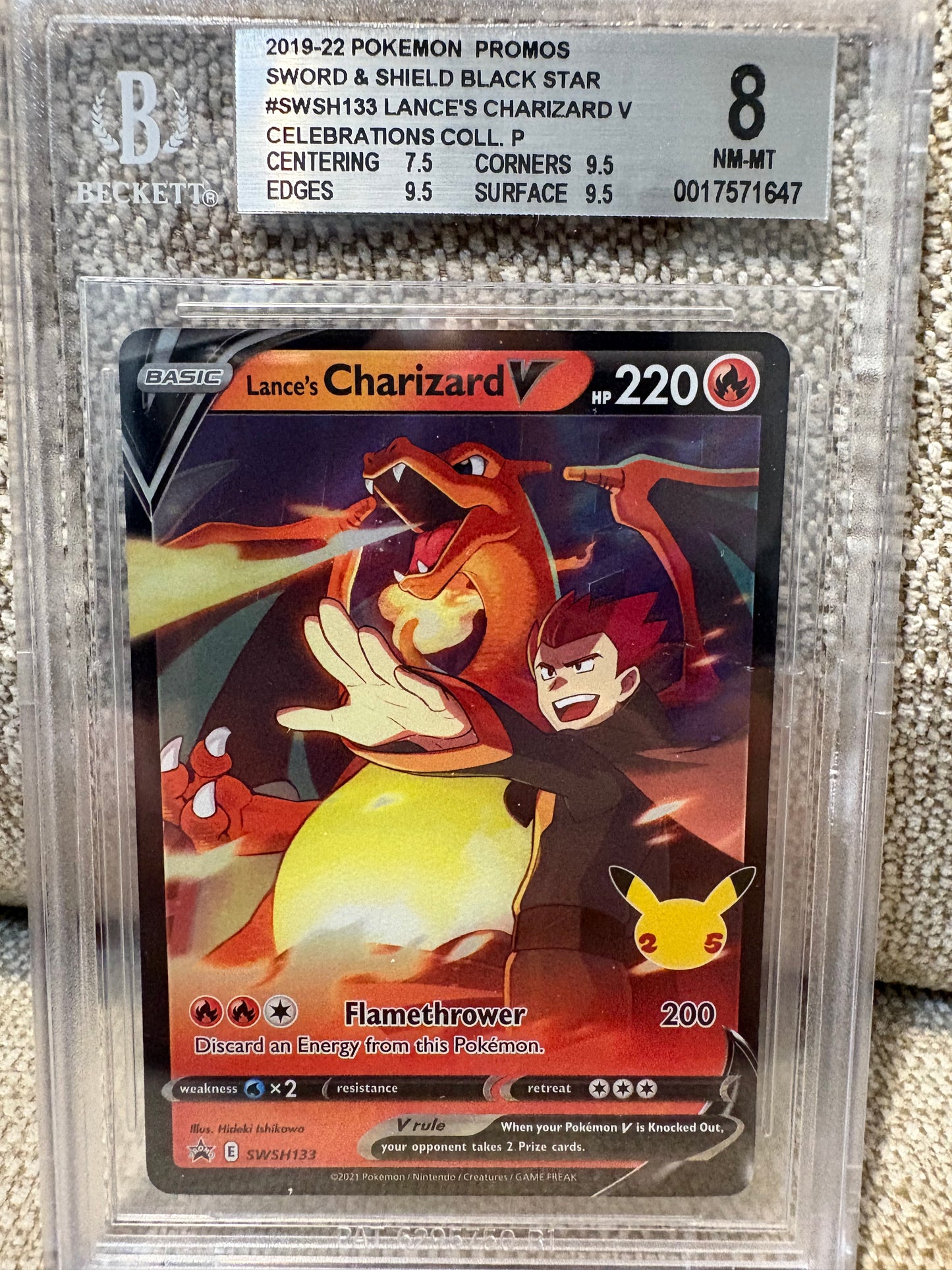 2019-2022 Pokemon PROMOS Sword & Shield Black Star, LANCE'S CHARIZARD V #SWSH133 Celebrations Collection