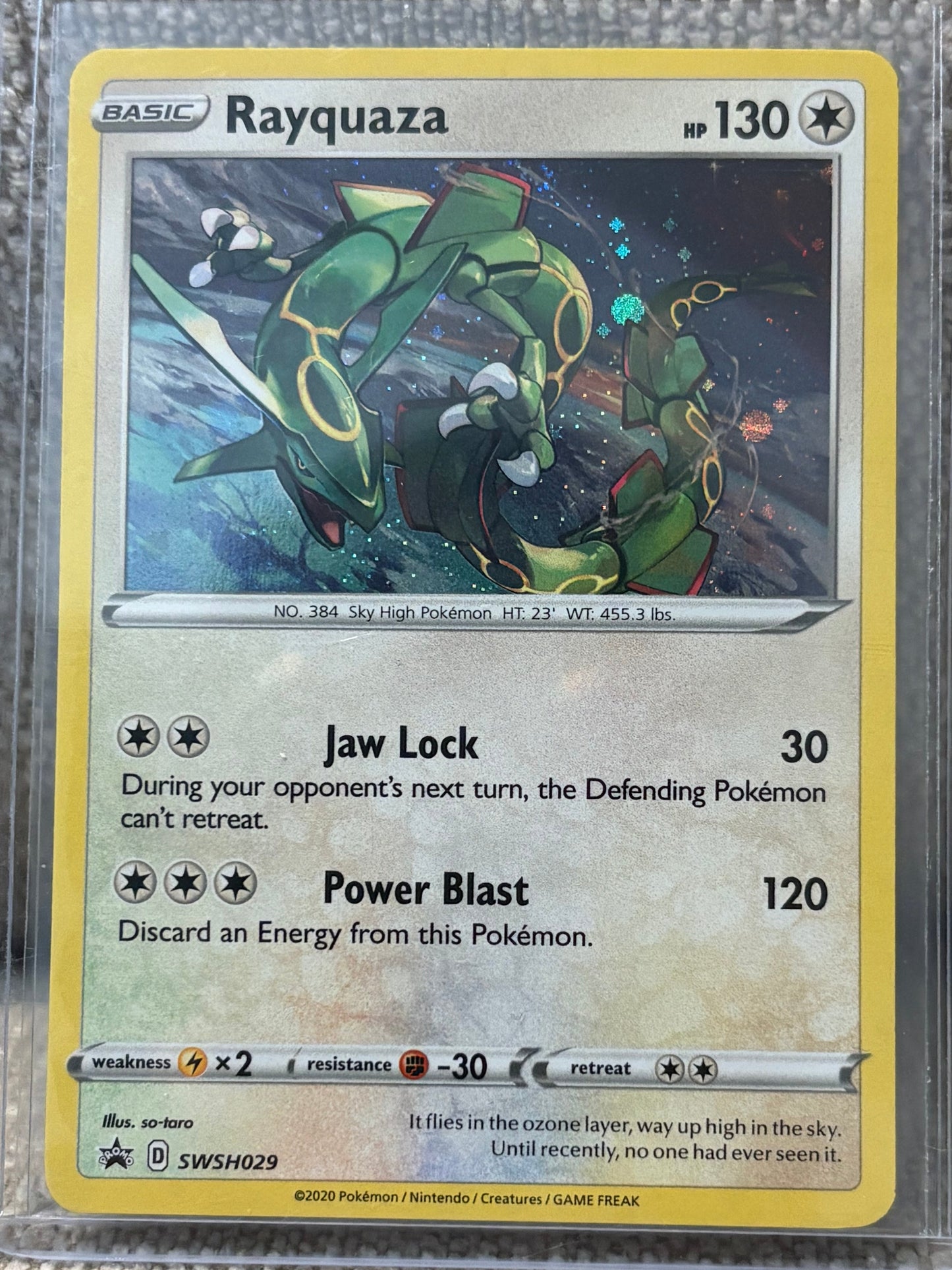 2019 Pokemon Sword & Shield RAYQUAZA #SWSH029, COSMOS HOLO PROMO