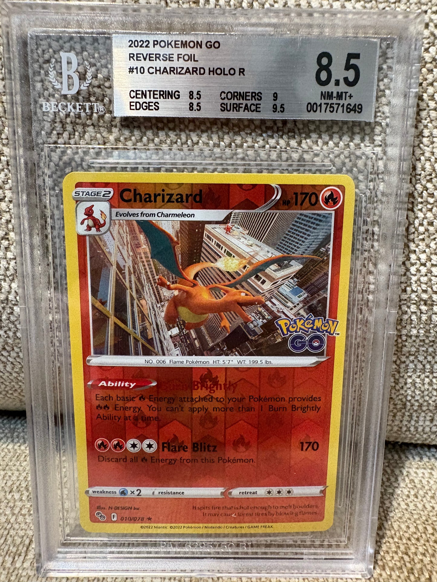 2022 Pokemon, Pokemon GO CHARIZARD #10 REVERSE FOIL