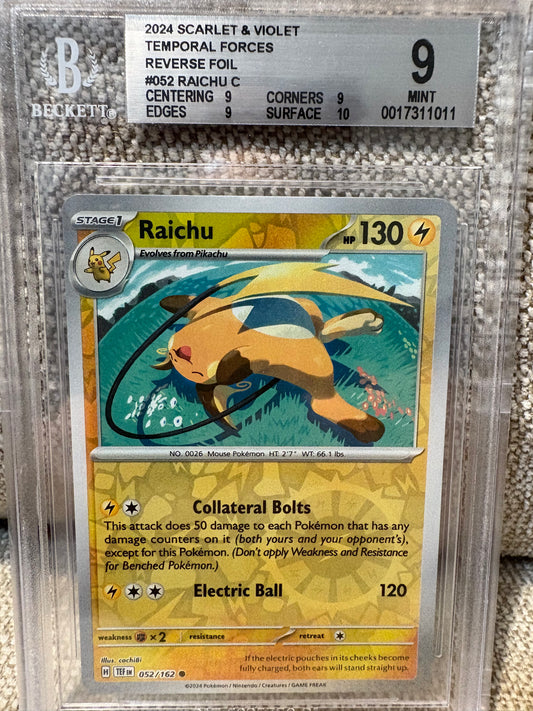 2024 Pokemon Scarlet & Violet Temporal Forces RAICHU  #52 REVERSE FOIL
