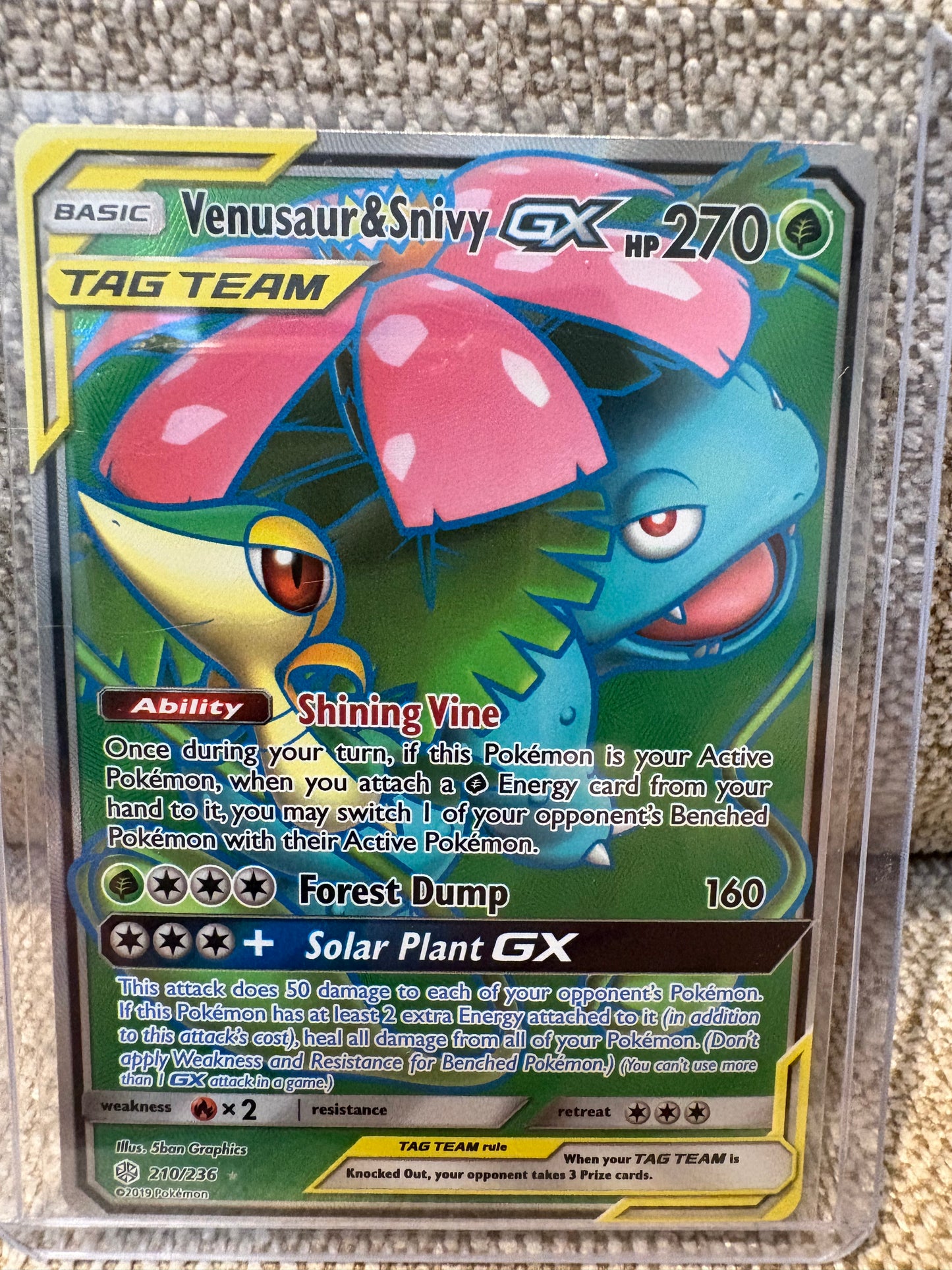 2019 Pokemon Cosmic Eclipse VENUSAUR & SNIVY GX #210