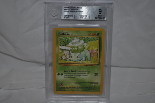 1999 Base Set Unlimited, Bulbasaur #44, Length/Weight Corr.