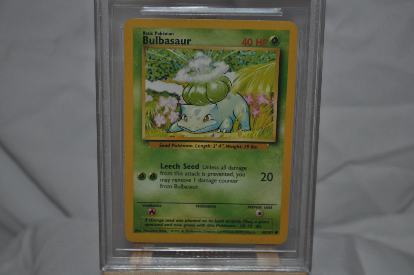 1999 Base Set Unlimited, Bulbasaur #44, Length/Weight Corr.