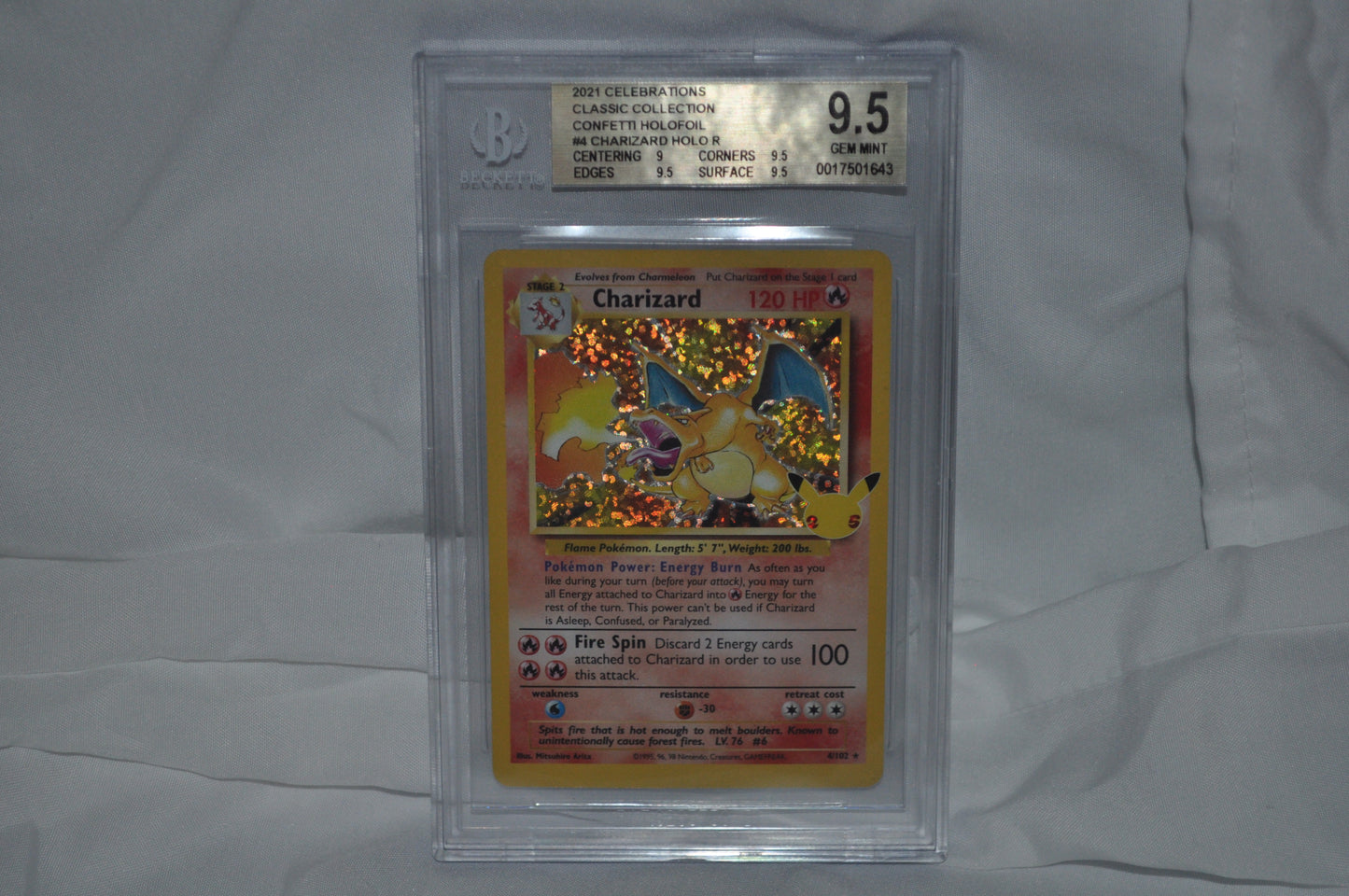 2021 Celebrations, Classic Collection, Charizard Holo #4, Confetti Holo