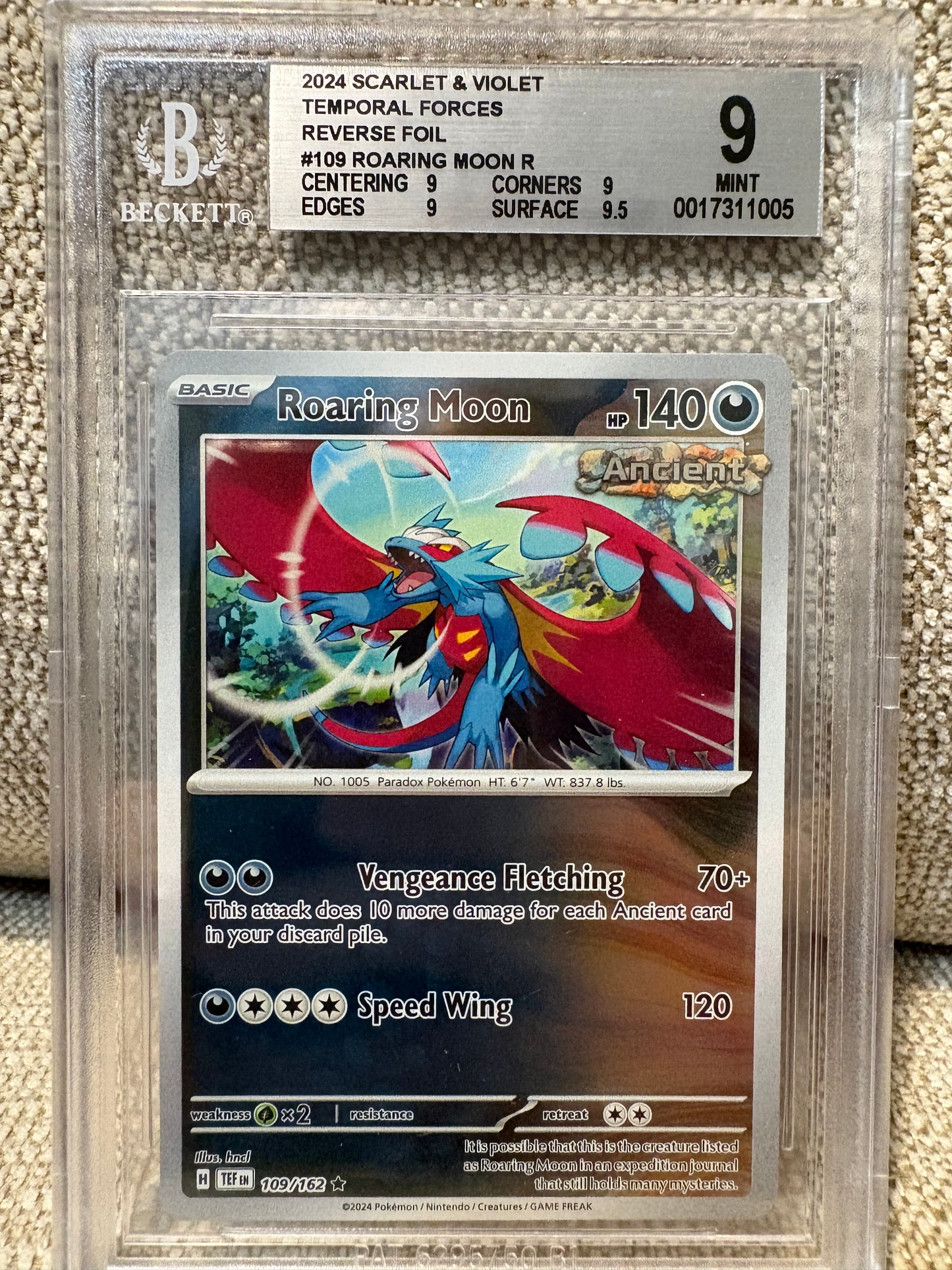 2024 Pokemon Scarlet & Violet Temporal Forces ROARING MOON #109 REVERSE FOIL